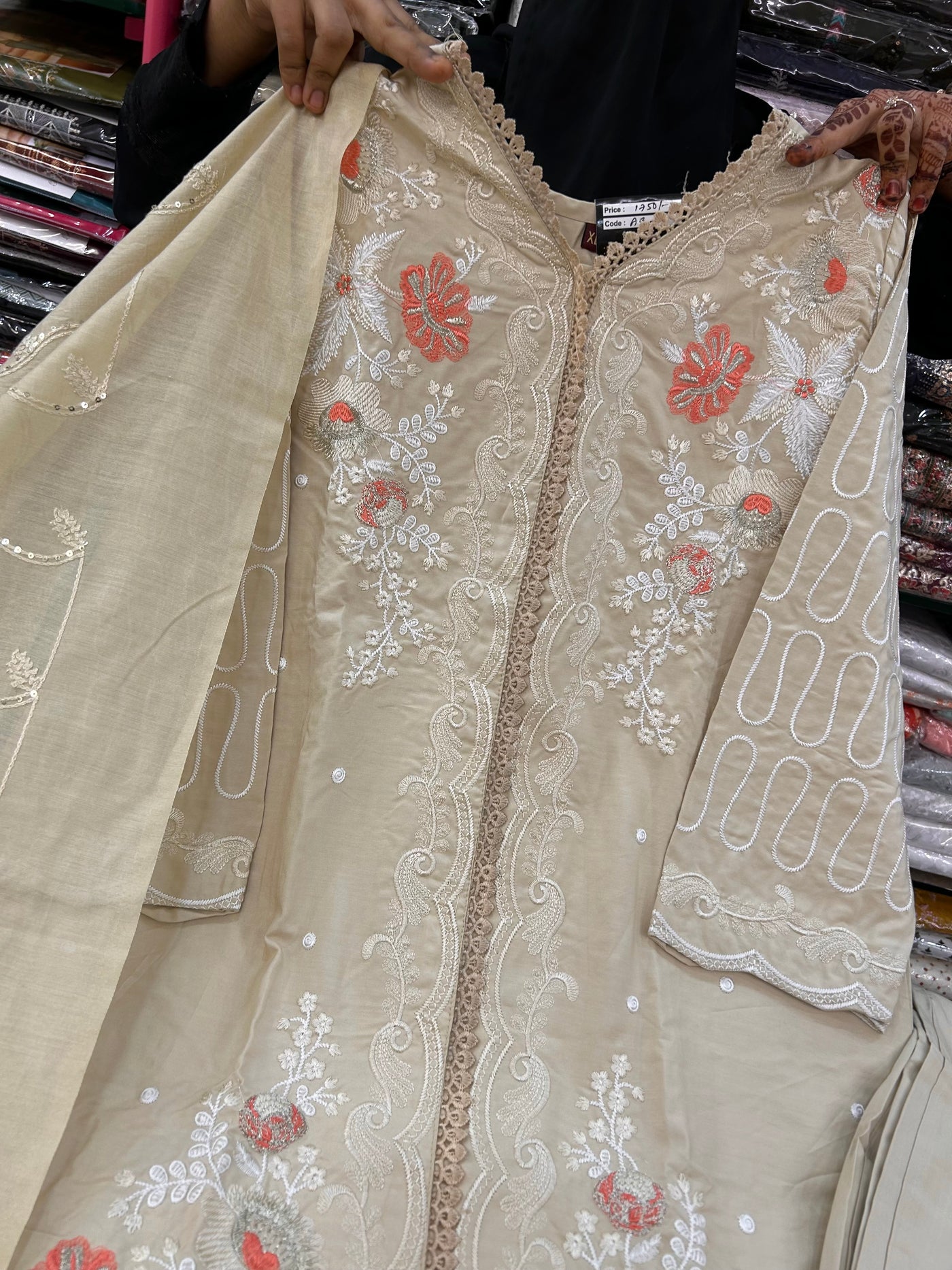 Cotton Embroidered Suit 738