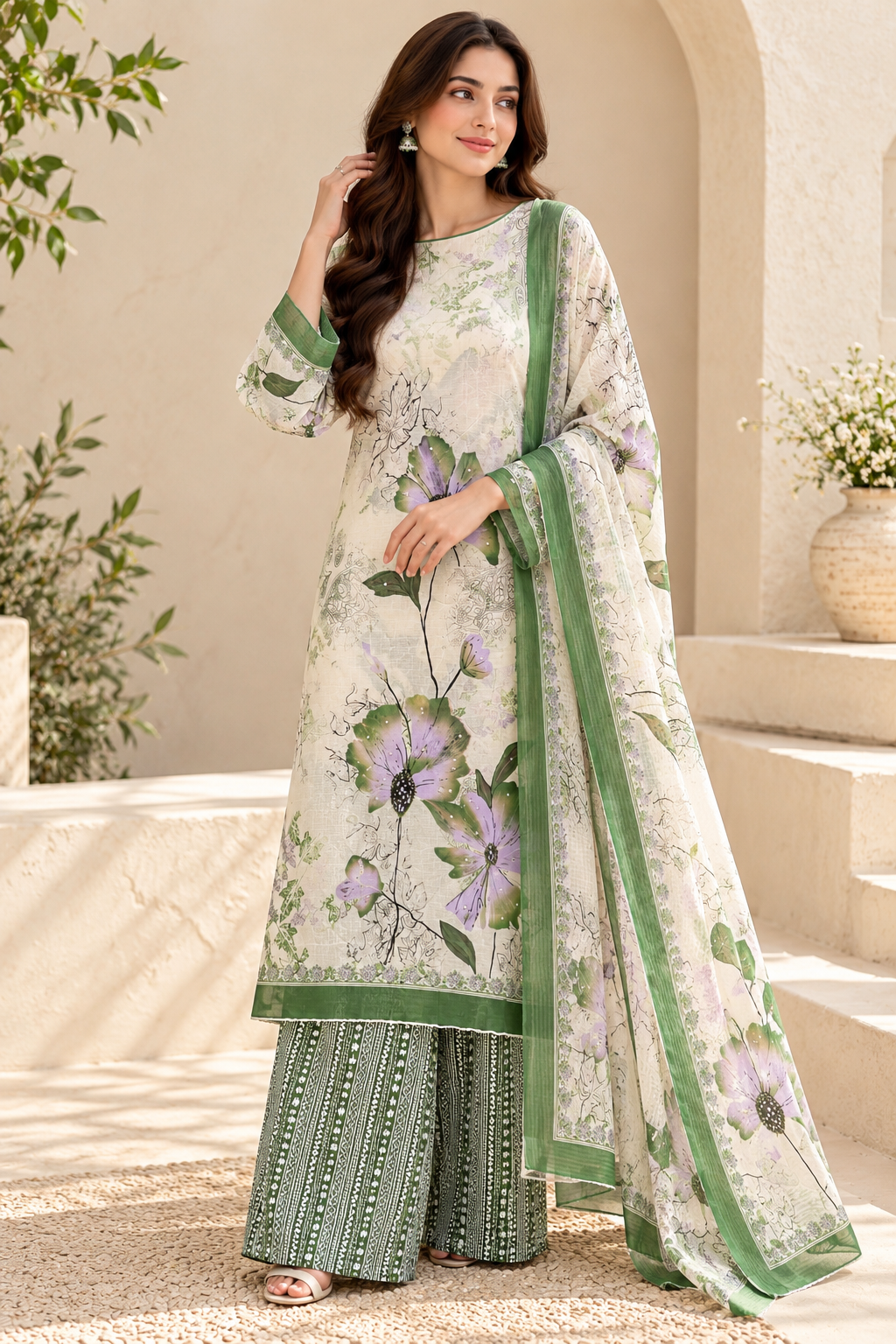 Semi Cotton Unstitched Suits