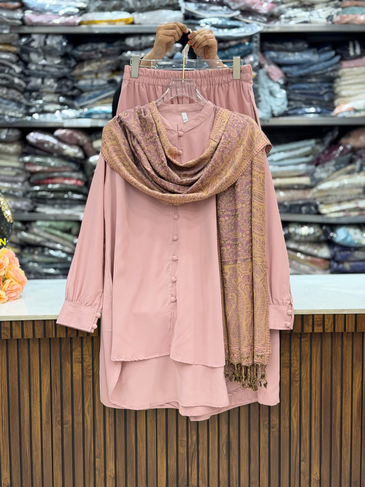 Pashmina shawl pink co-ord sets 3137
