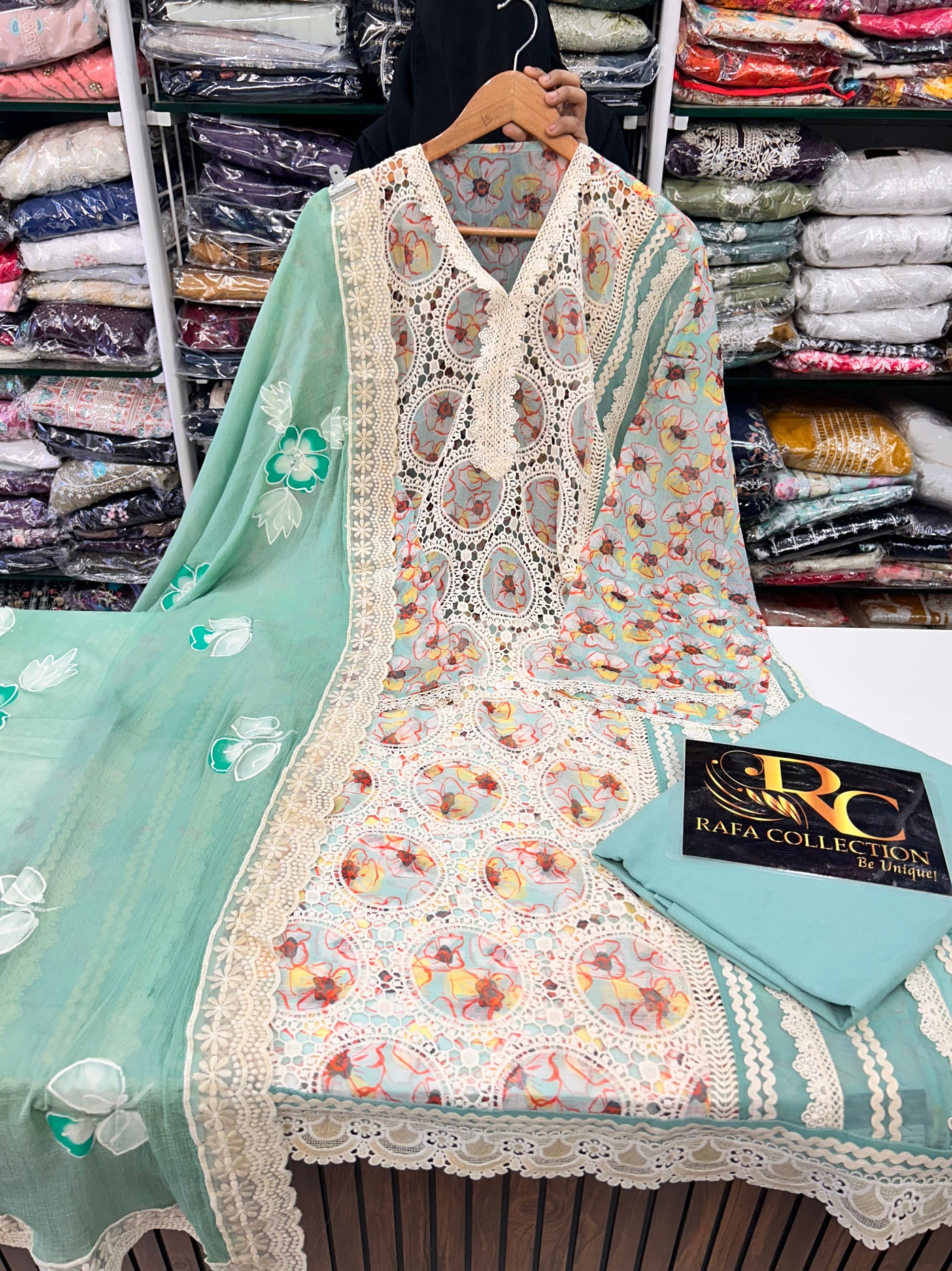Crochet Organza Suit 2148