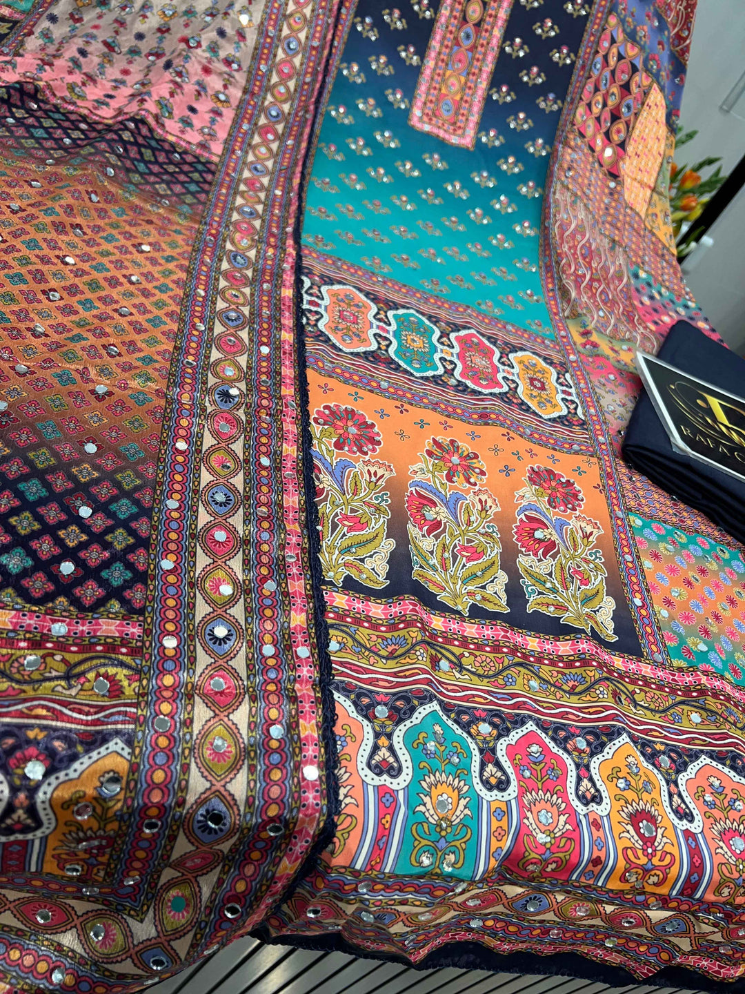 Multi colour mirror Suit 1245