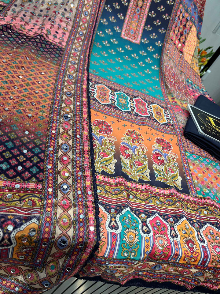 Multi colour mirror Suit 1245