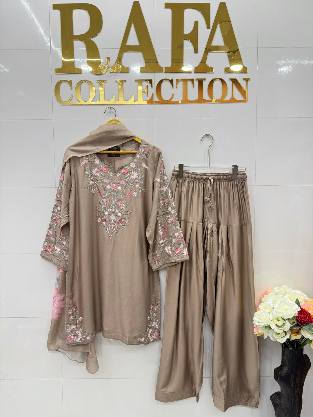 Embroidered Farshi salwar suits