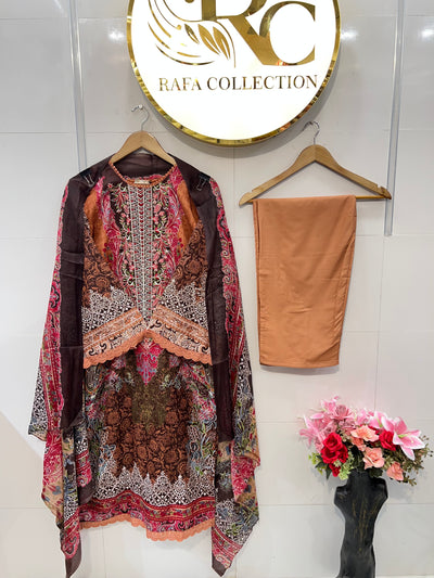 Semi cotton Embroided suits 2351