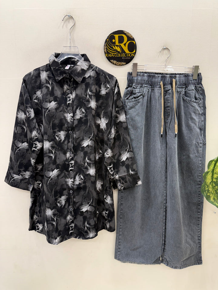 Korean denim cargo Sets