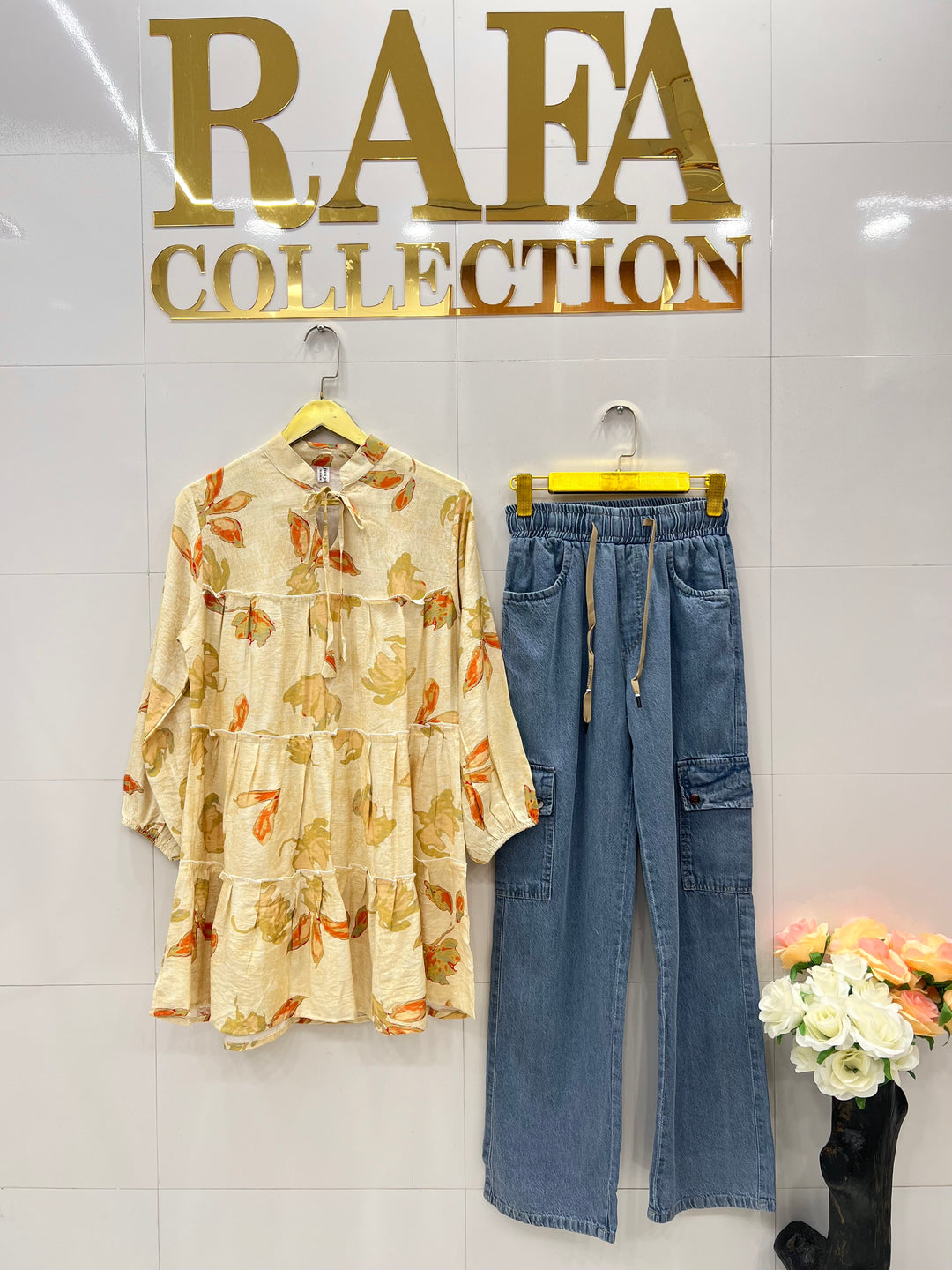 Korean denim cargo Sets