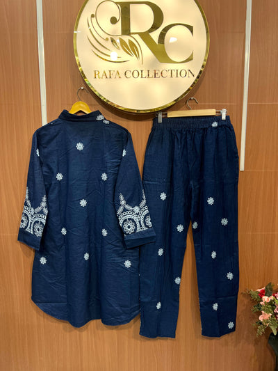Denim embroidered co-ord sets 2559