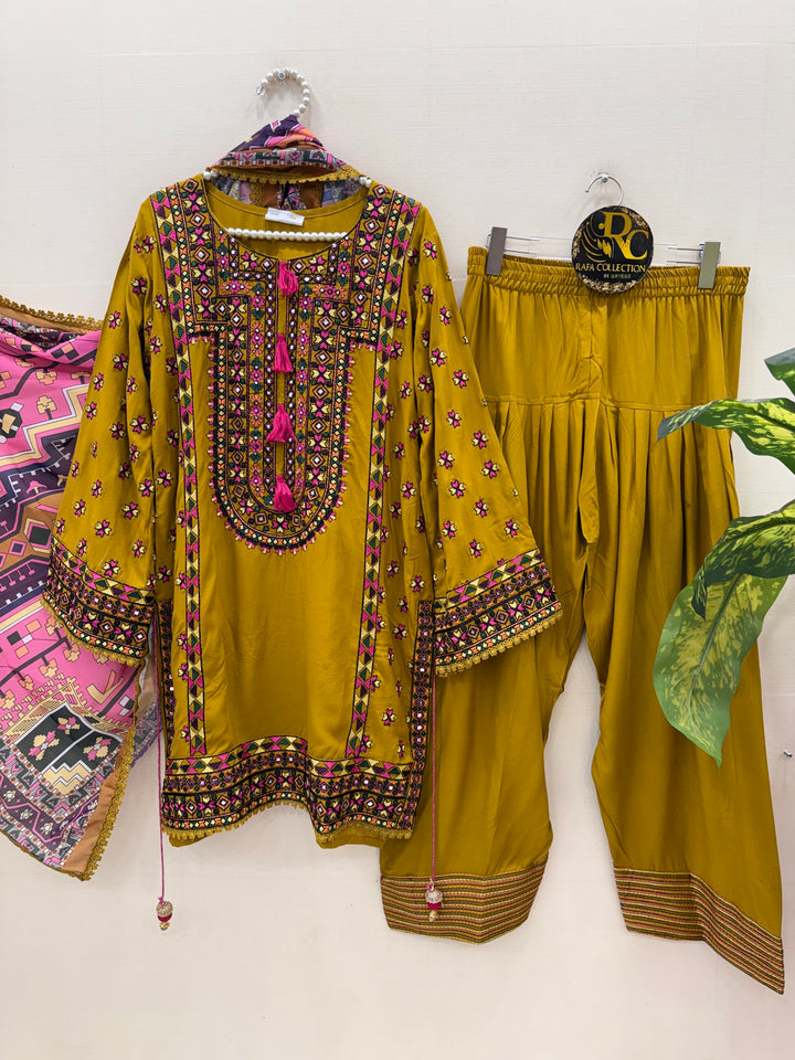 Embroidered multi color Farshi suits