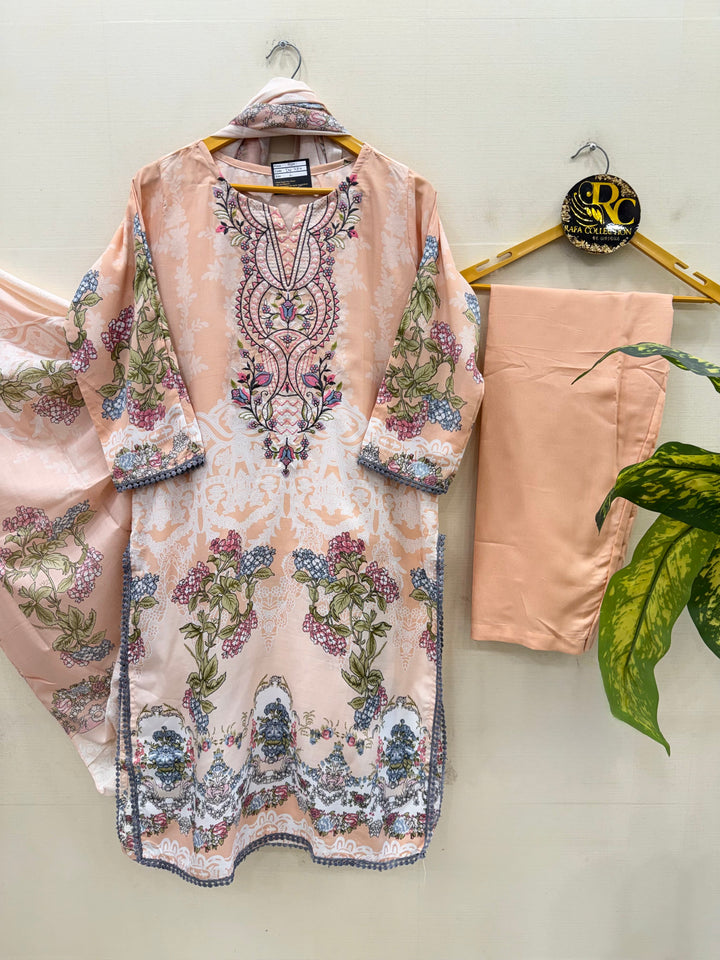 Semi cotton embroidered suits