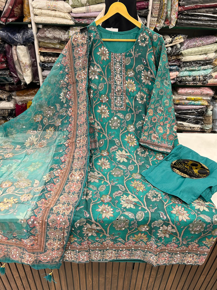 Organza Mirror work suit