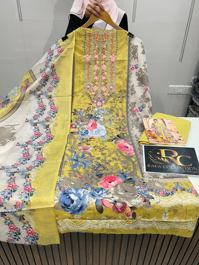Semi Cotton embroided suit 1541