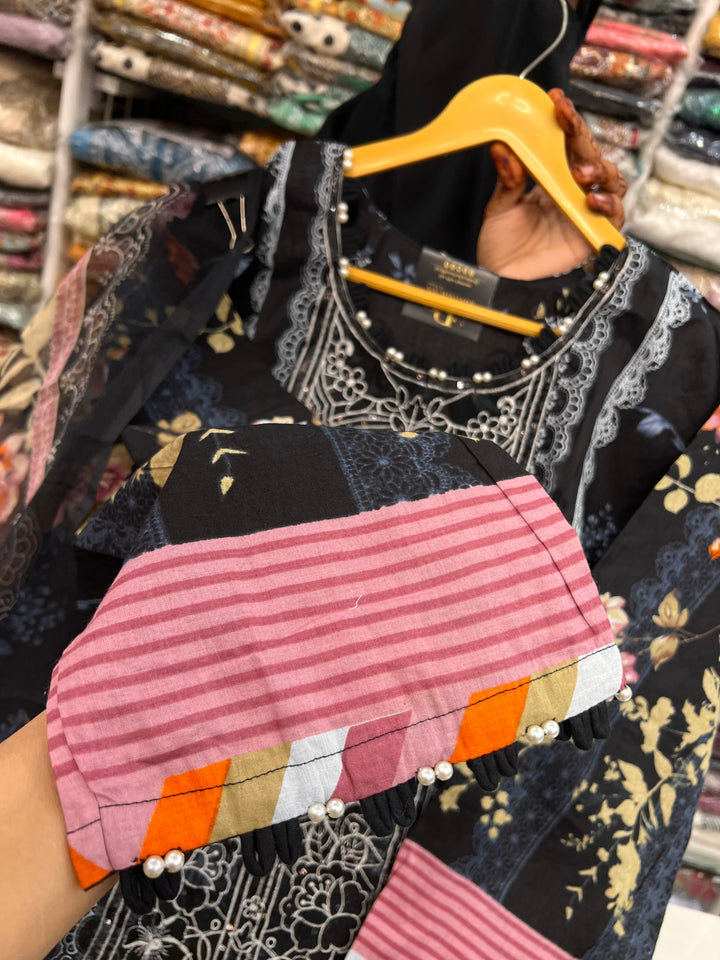 Pakistani patch work suit 2593