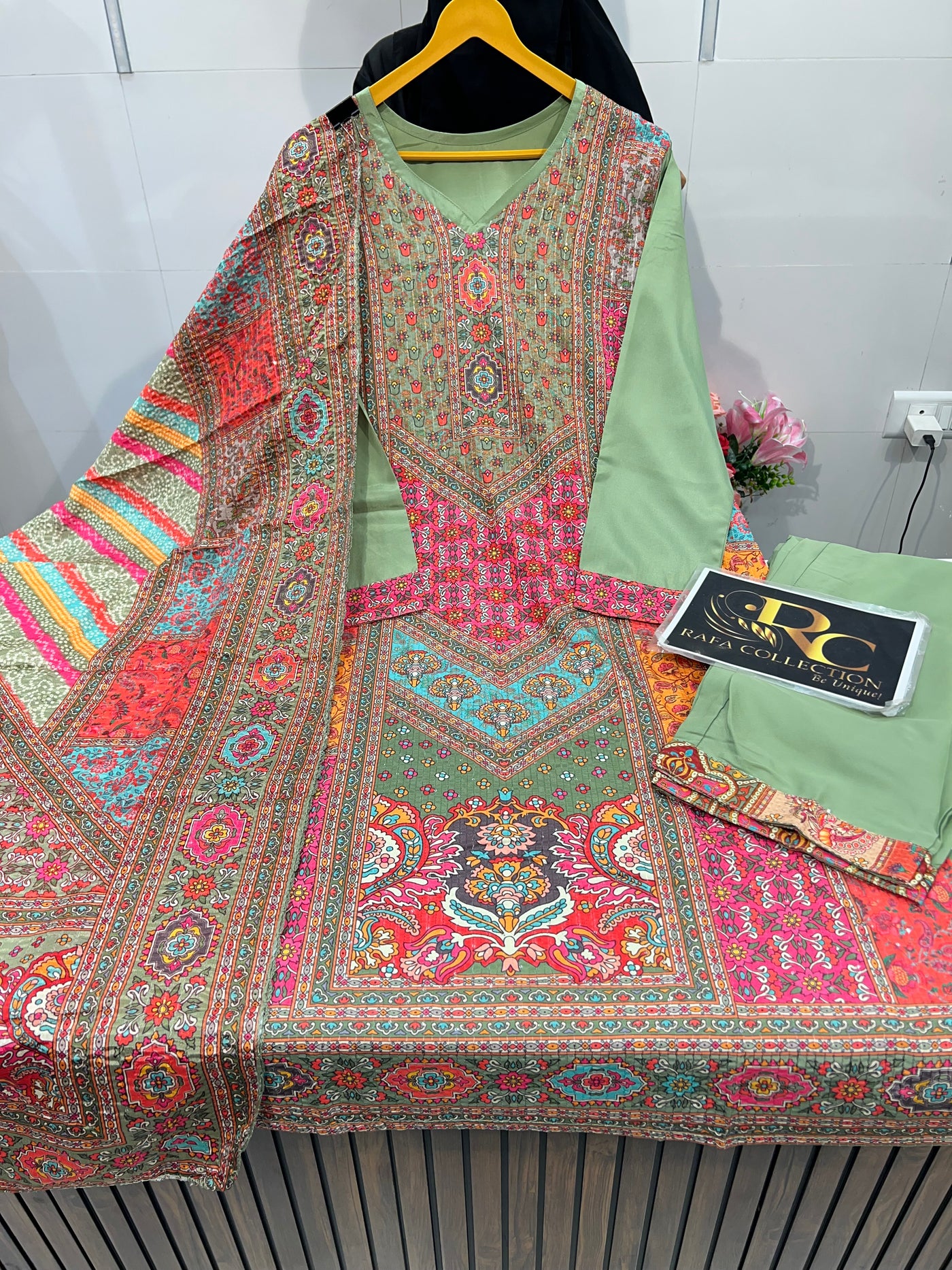 Multi colour kurti pant set 1989