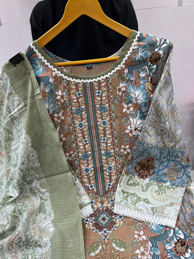 Semi Cotton embroided suits 2115