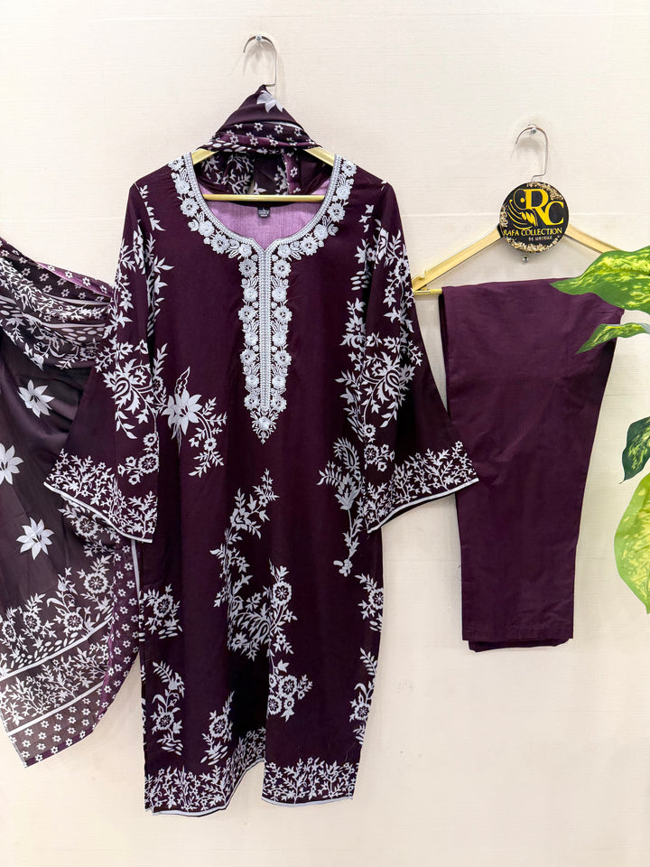 Cotton embroided suits