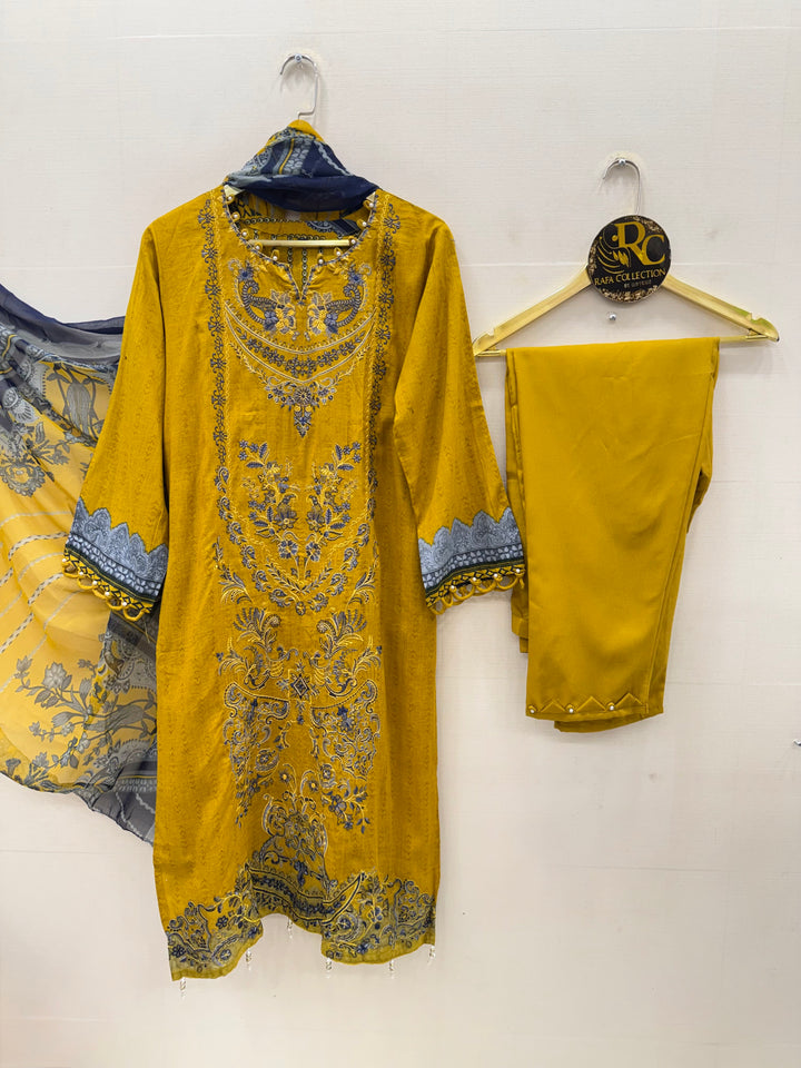 Cotton embroidered suits