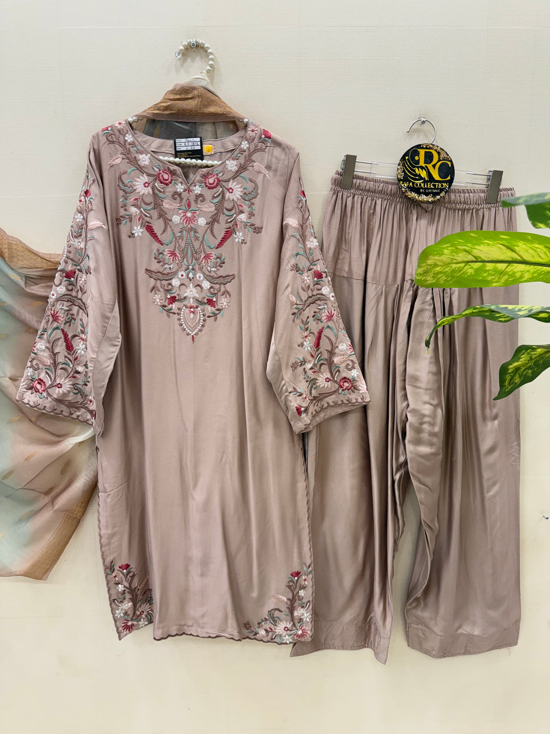 Embroidered Farshi salwar suits