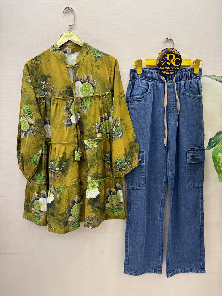 Korean denim cargo Sets