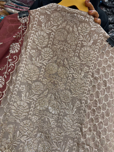 Zari thread work unstitched suits 182819
