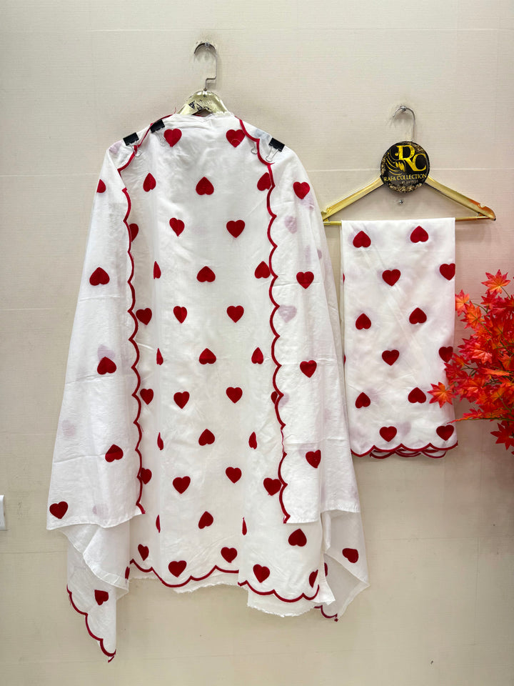 Viral heart embroidered unstitched Suits