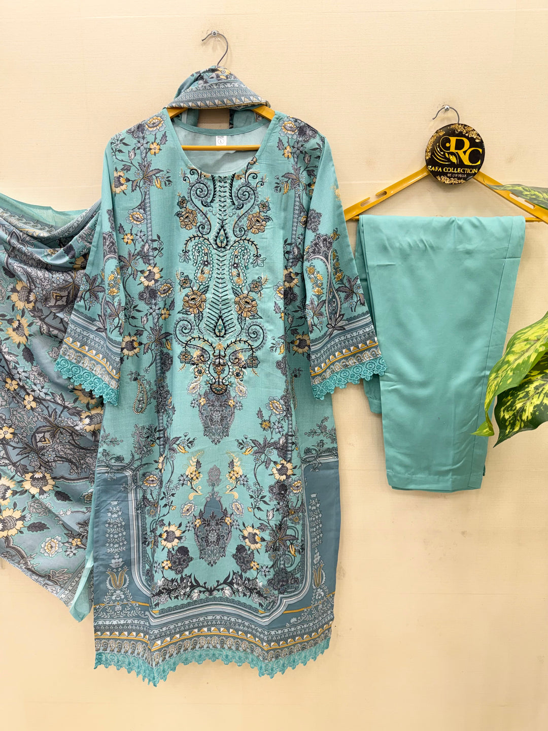 Semi cotton embroidered suits