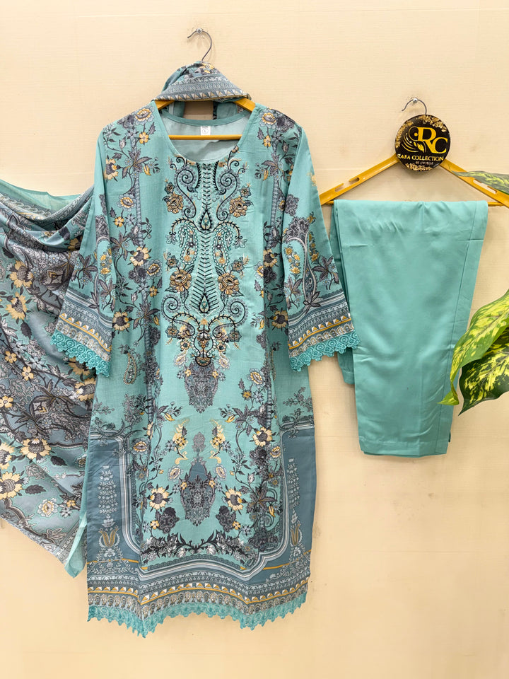 Semi cotton embroidered suits
