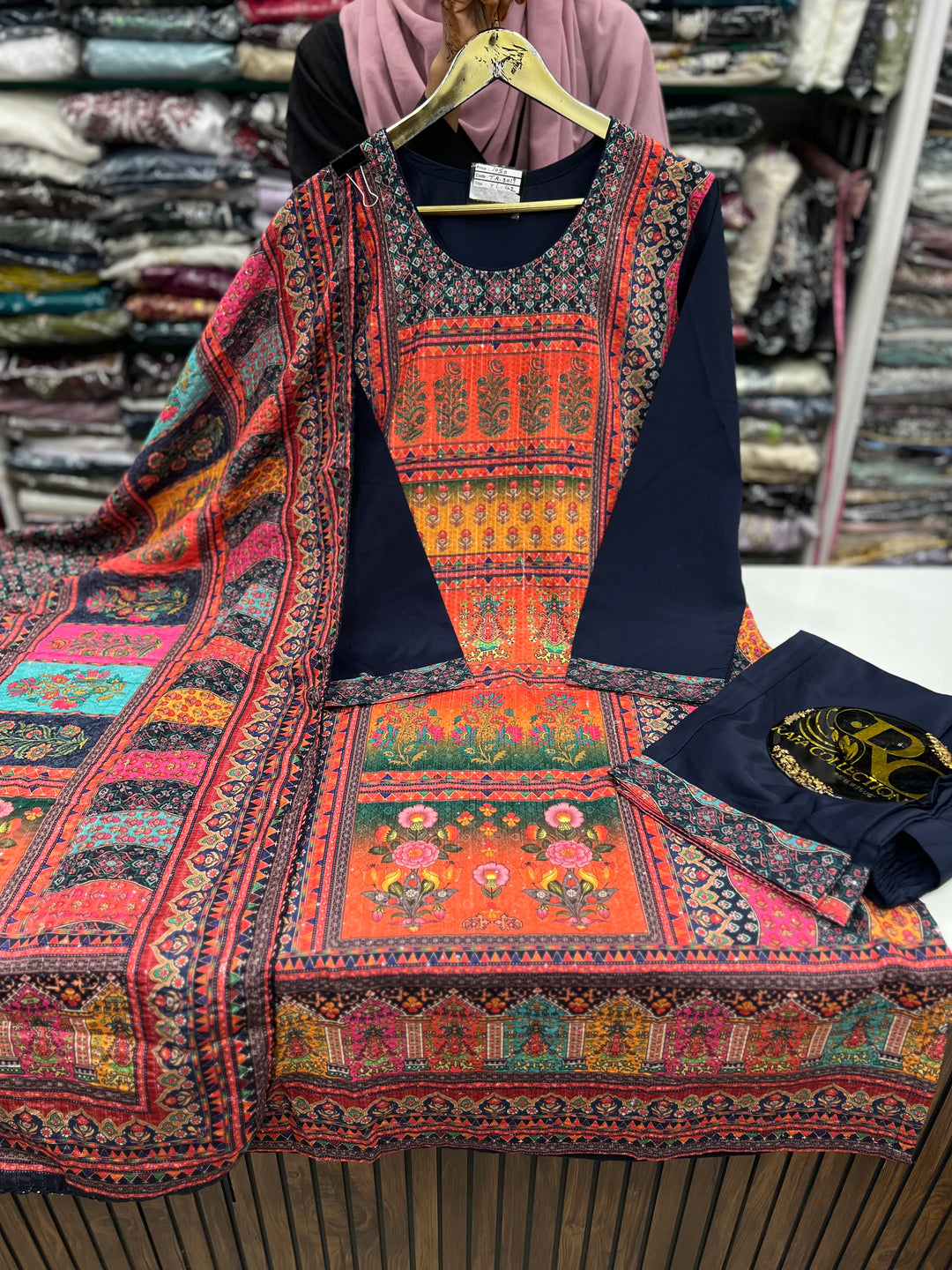Multi colour kurti pant set