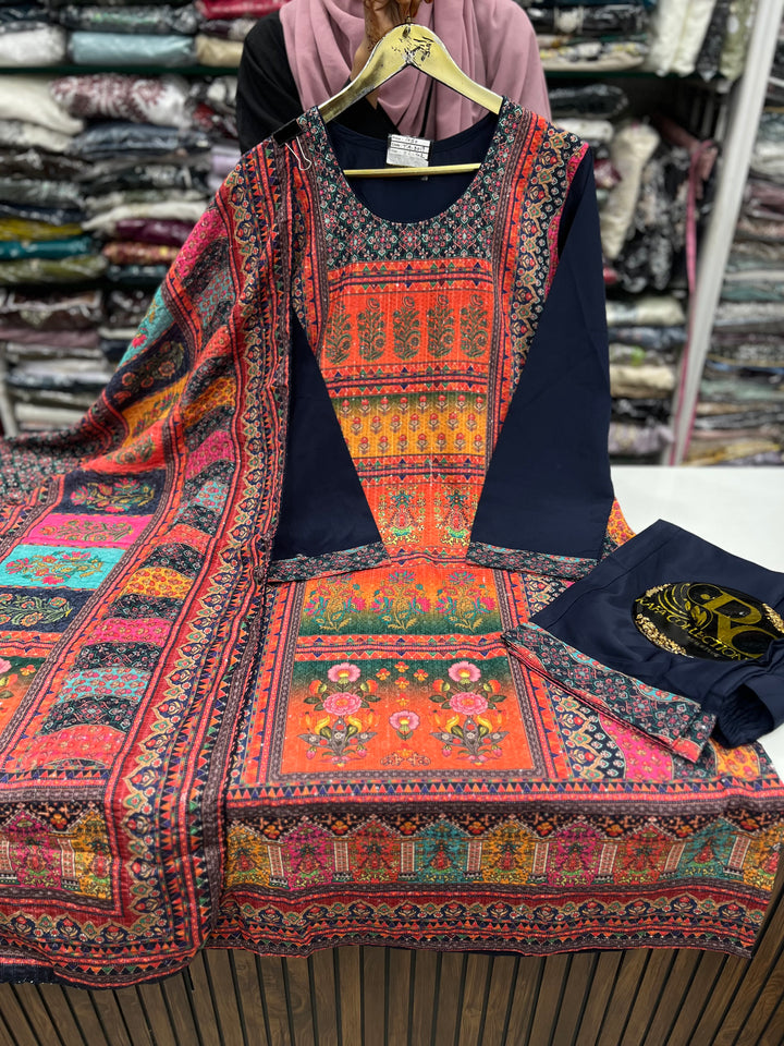 Multi colour kurti pant set