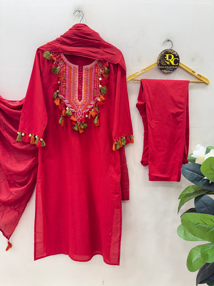 Embroidered cotton Suit