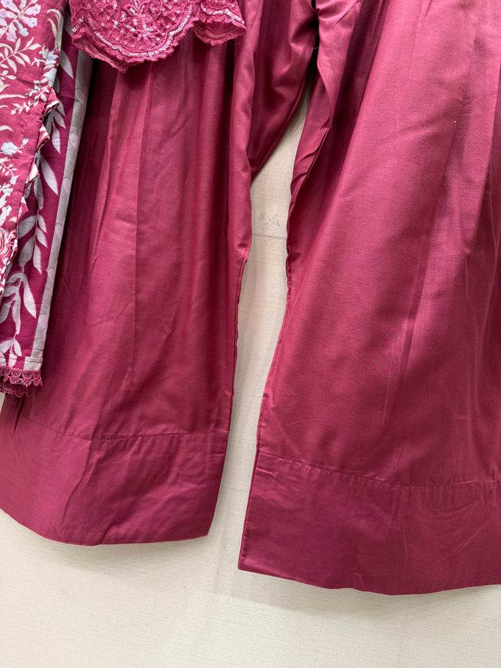 Cotton embroided farshi suits