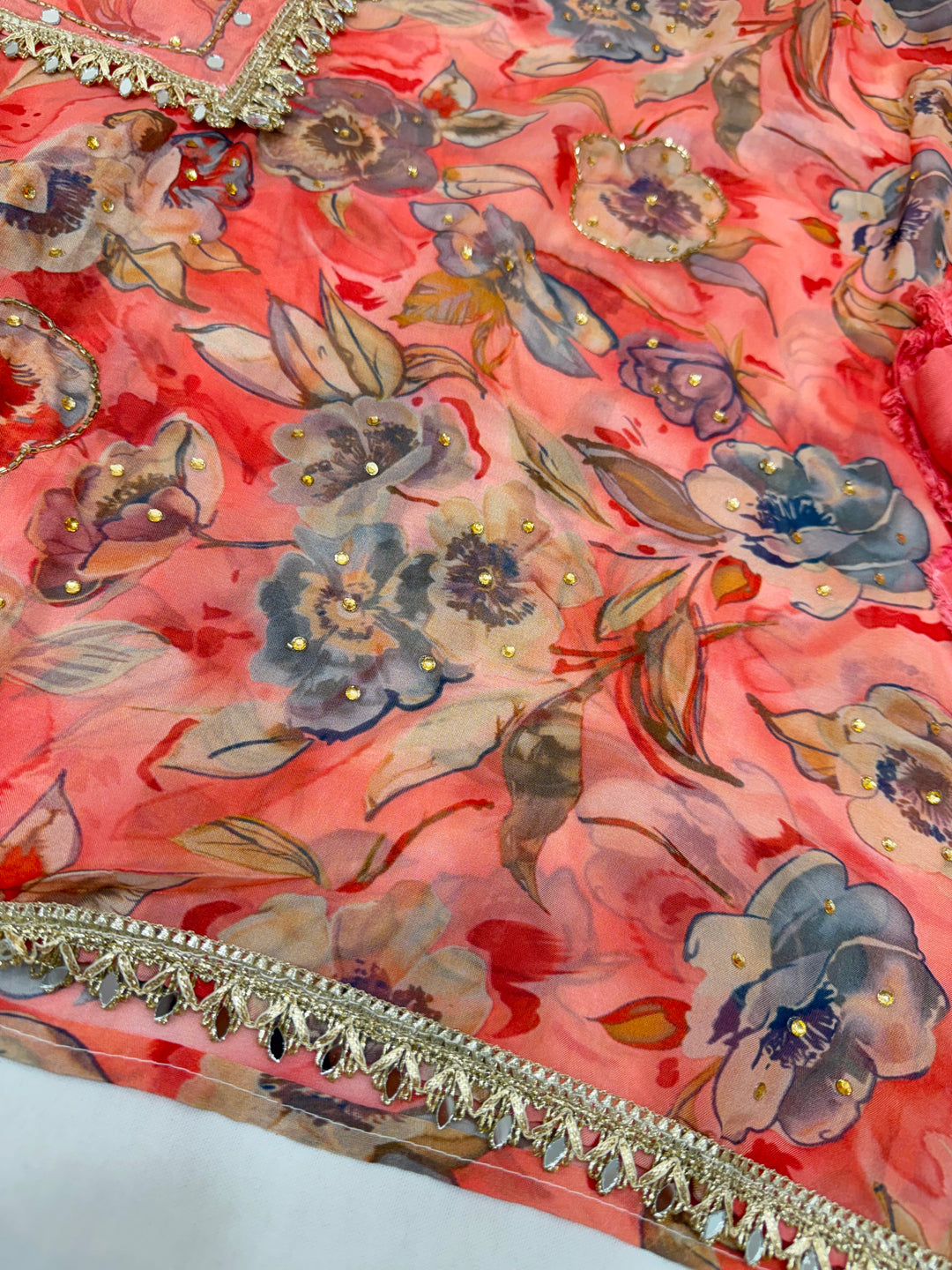 Organza handwork unstitched suits