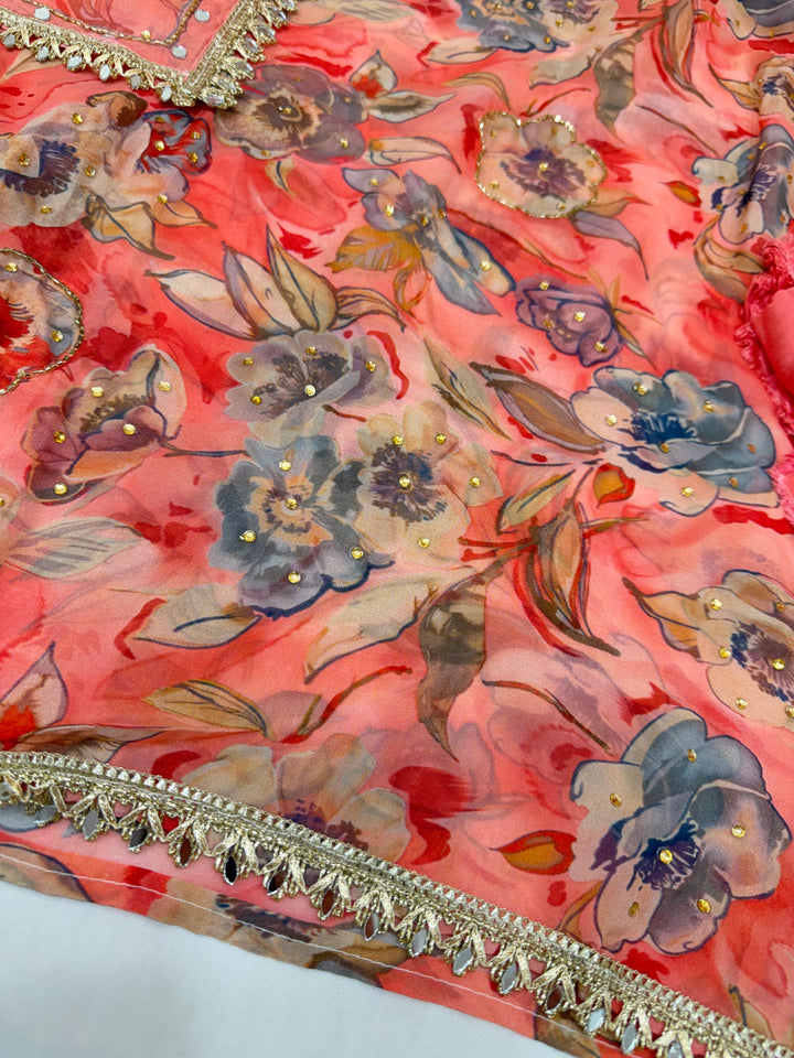 Organza handwork unstitched suits