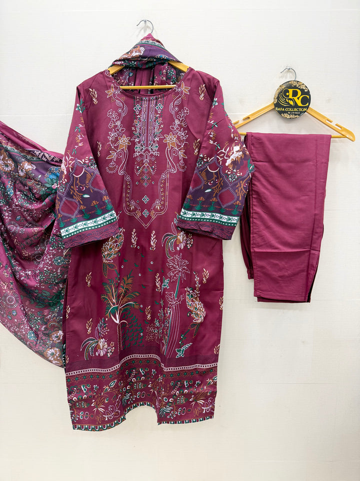 Semi cotton printed suits 5747