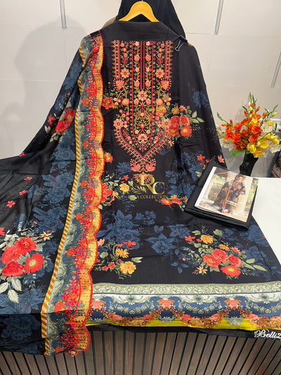 Cotton embroided dupatta collection 1707