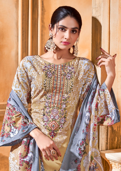 Semi Cotton embroided suit 1541