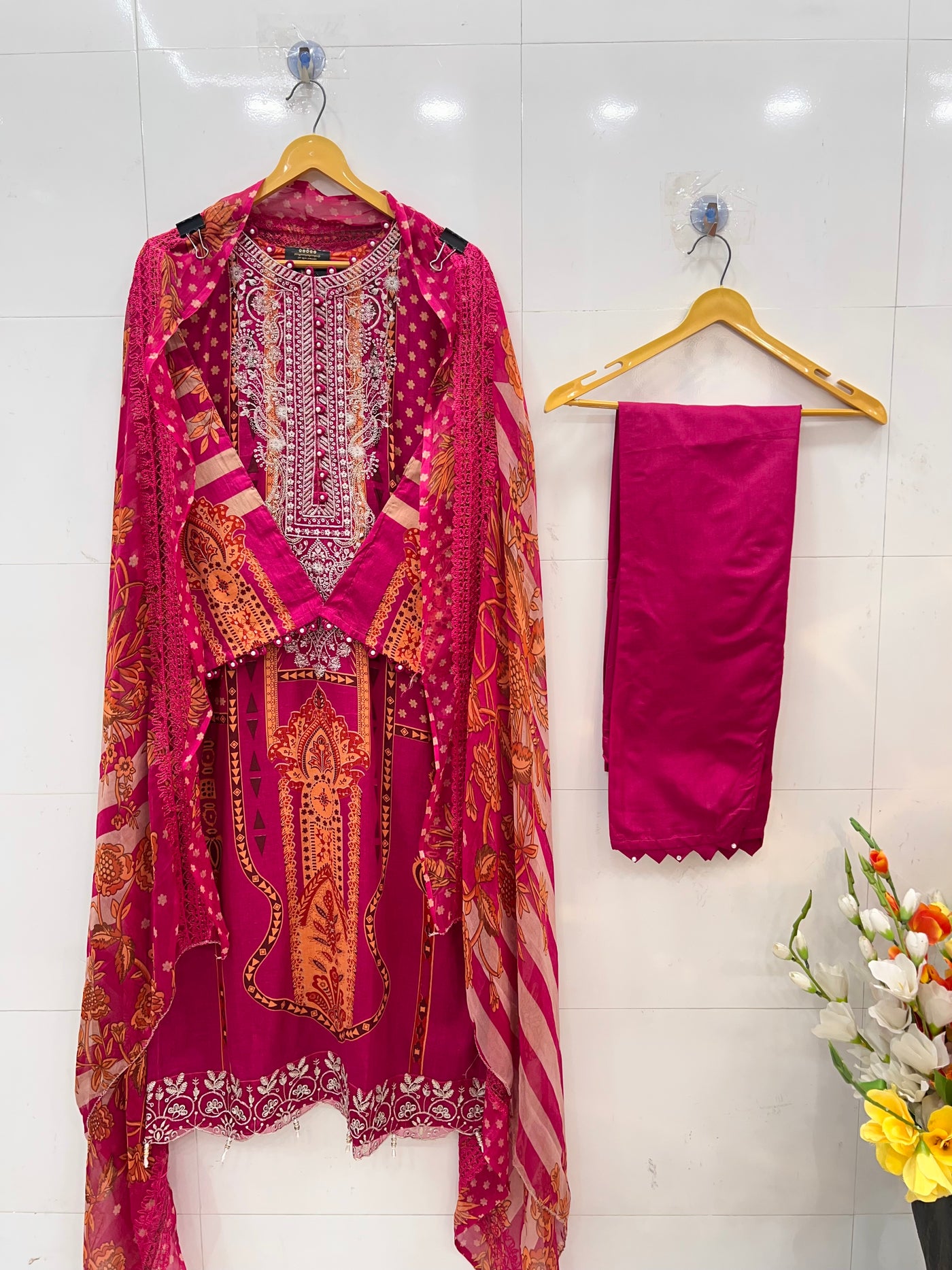 Pakistani pearl embellished suits 2660