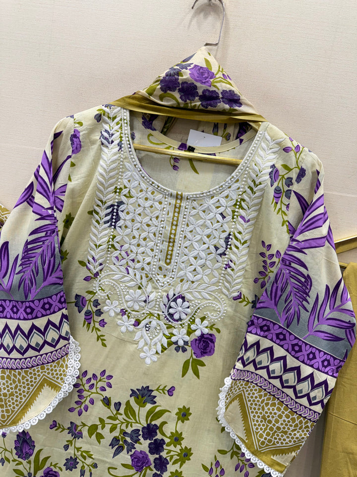 Cotton lakhnawi ready to wear suits