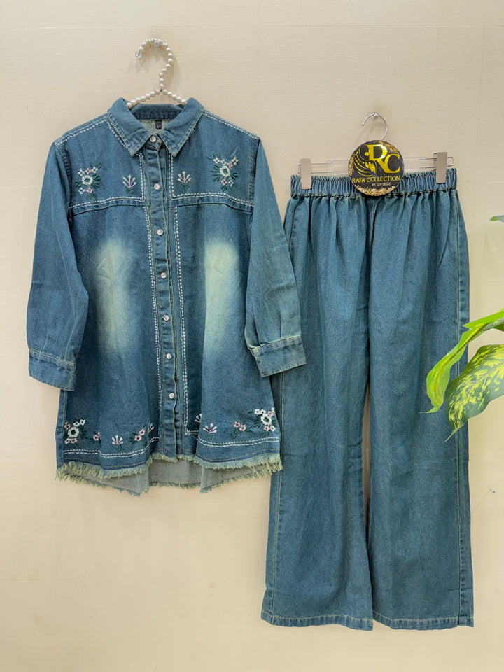 Denim embroidered Co-ord sets