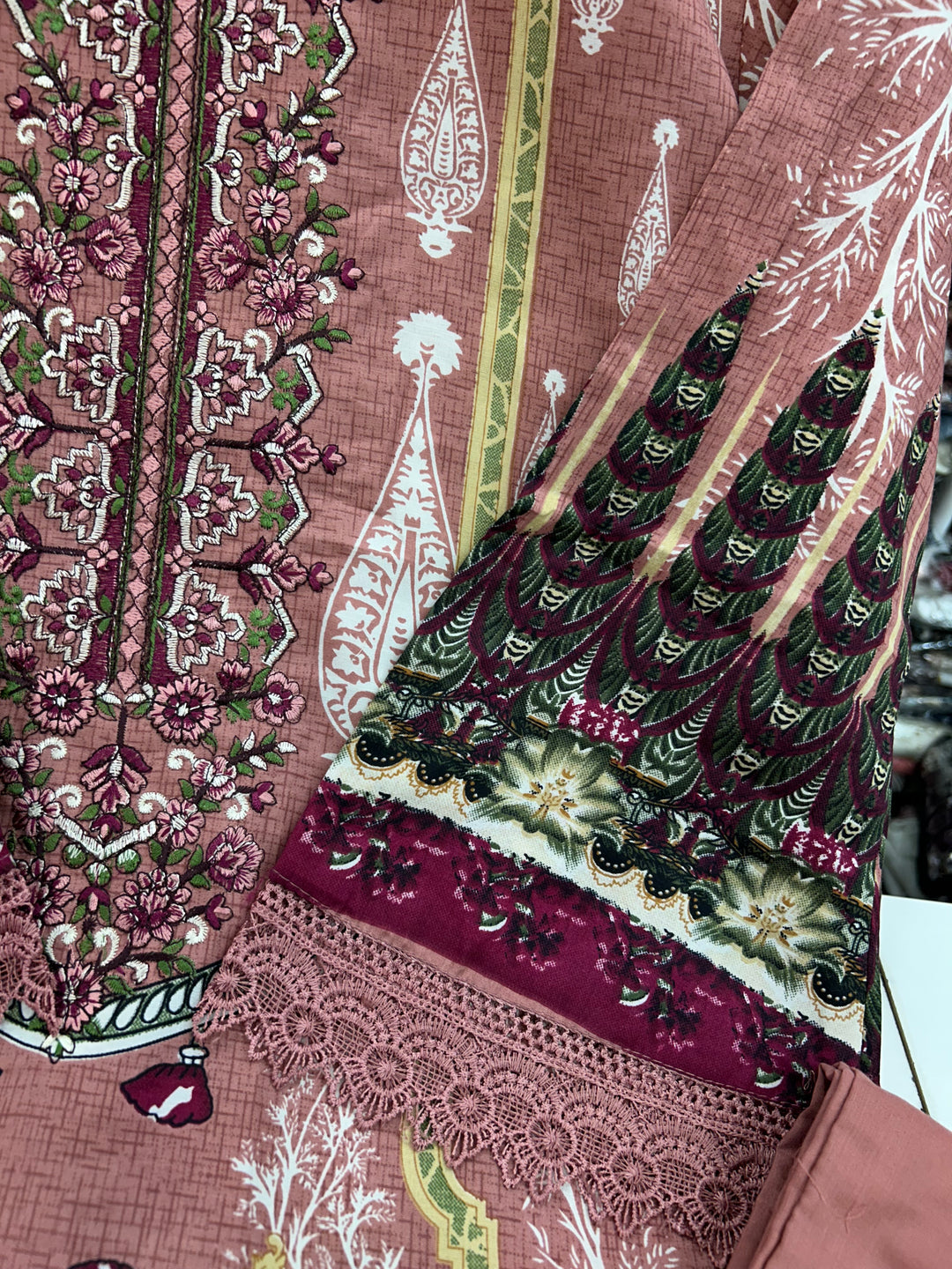 Semi cotton embroidered suits 2835