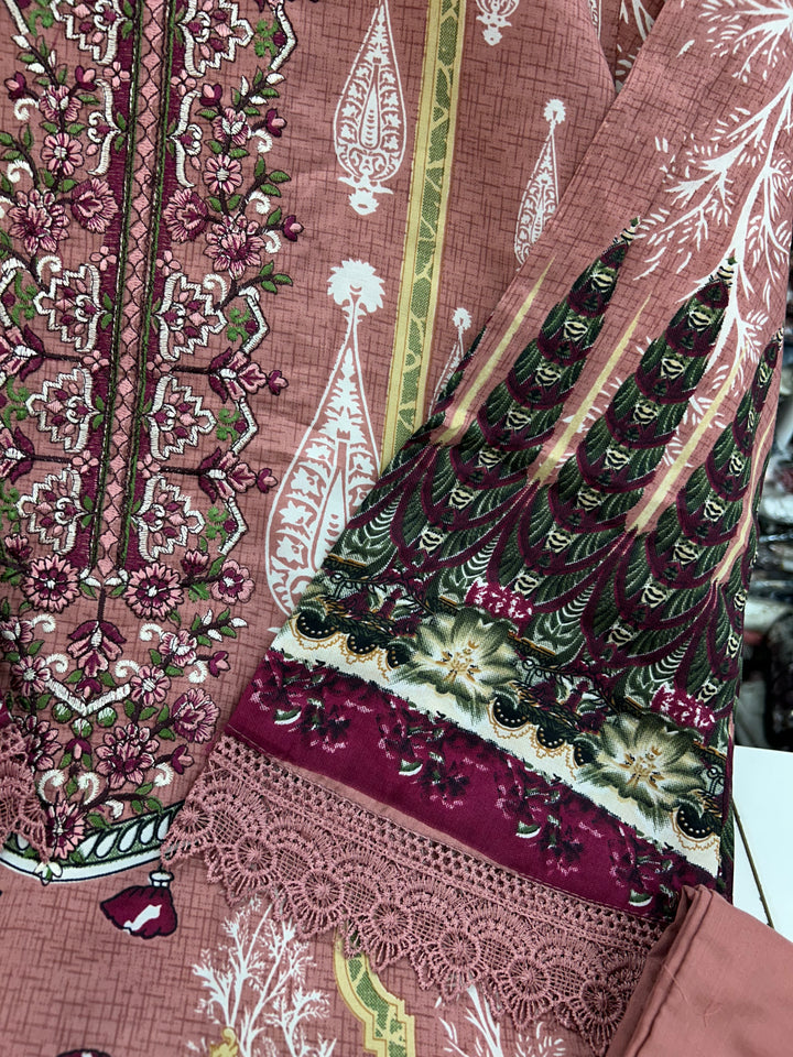 Semi cotton embroidered suits 2835