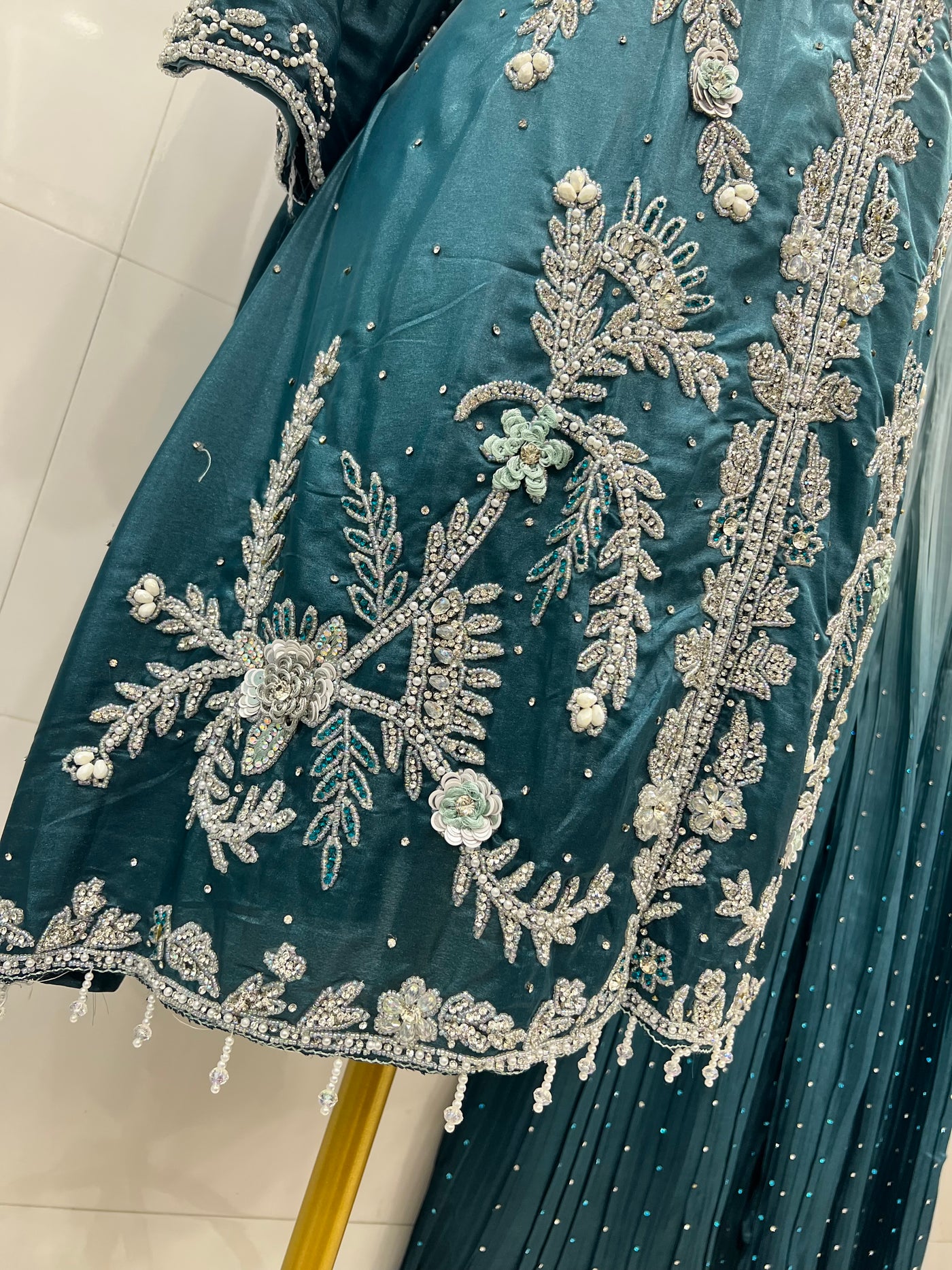 Bridal Elegance Pearl-Work Kurti & Plazzo Set 2817