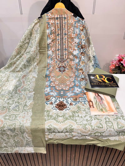 Semi Cotton embroided suit 2102