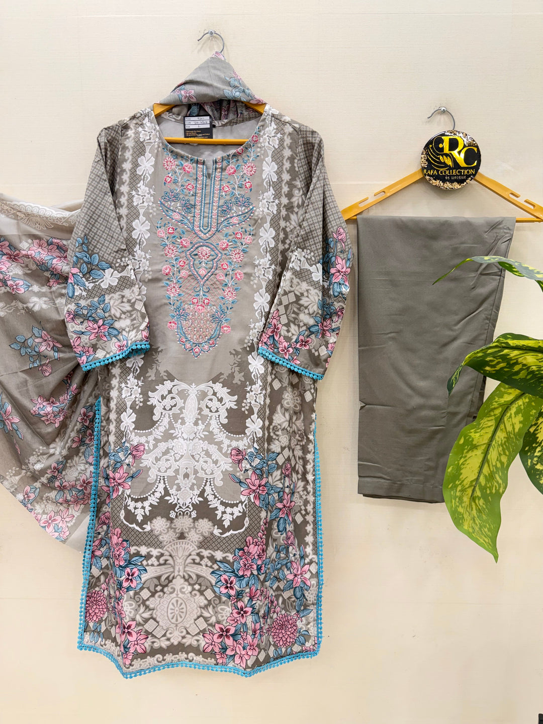 Semi cotton embroidered suits