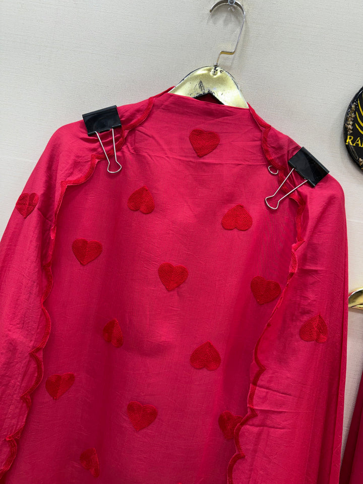 Viral heart embroidered unstitched Suits