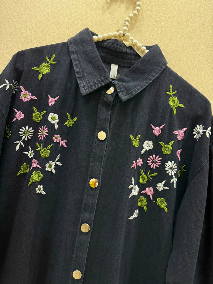 Denim embroidered co-ord sets