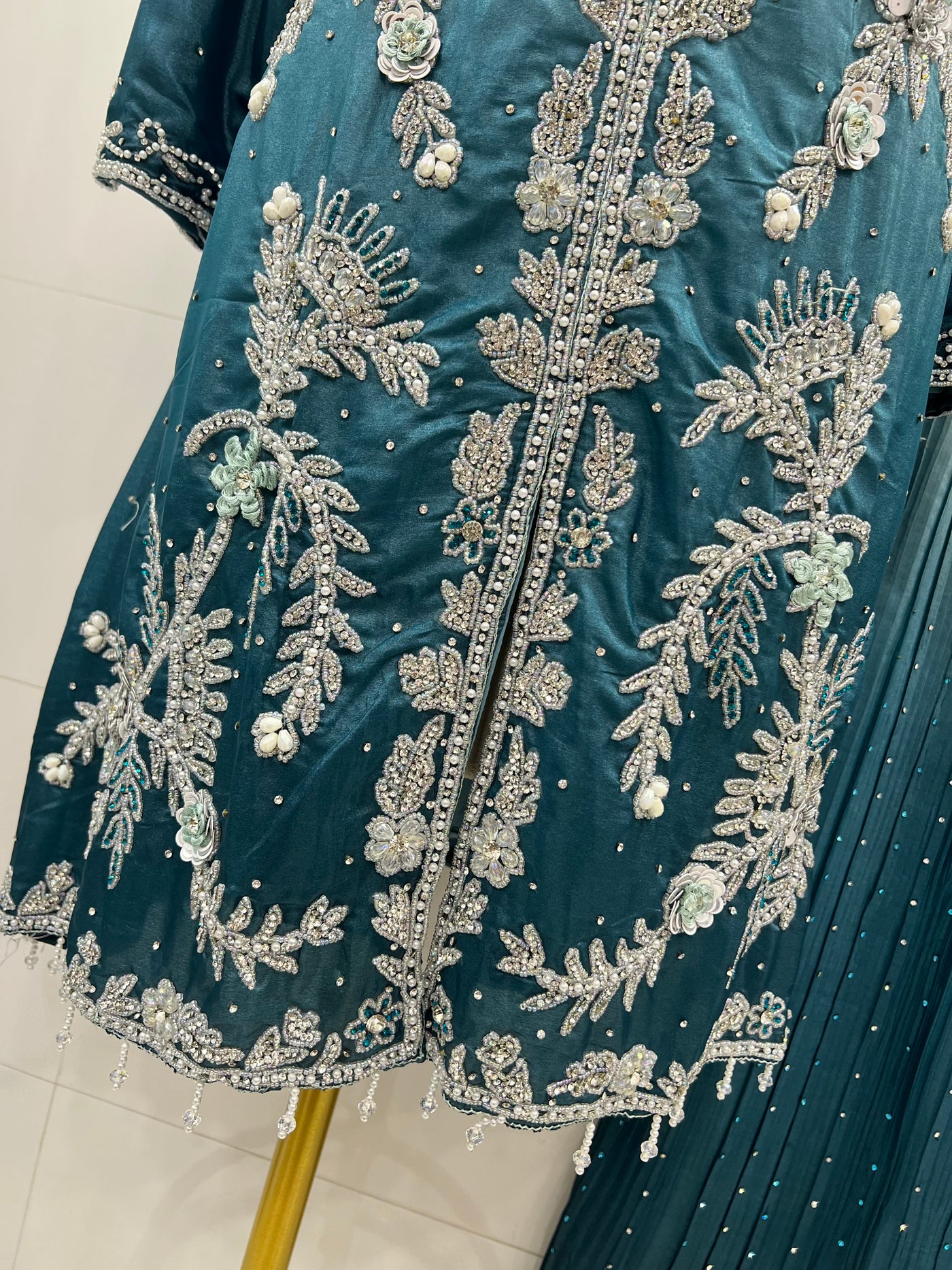 Bridal Elegance Pearl-Work Kurti & Plazzo Set 2817