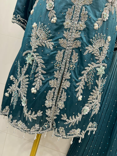 Bridal Elegance Pearl-Work Kurti & Plazzo Set 2817