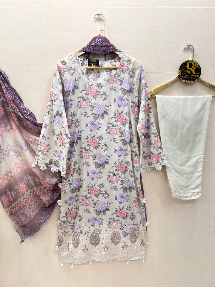 Cotton embroided suits