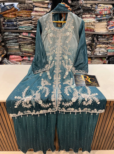 Bridal Elegance Pearl-Work Kurti & Plazzo Set 2817