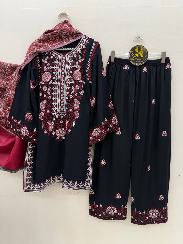 Embroidered pashmina suits 7027